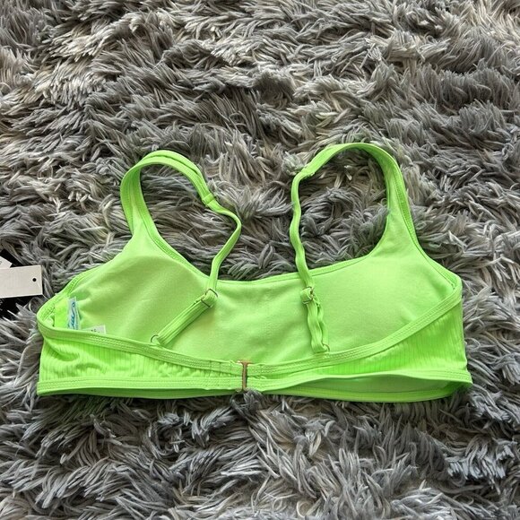 California Waves Bralette Bikini Top Juniors Large L Green Solid Square Neck - Picture 4 of 6